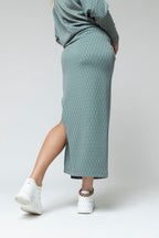Jade Jacquard Split Skirt - Final Sale