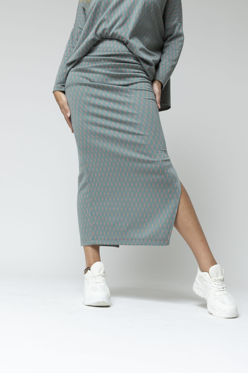 Jade Jacquard Split Skirt - Final Sale