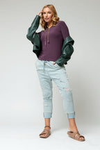 Plum Long Sleeve Contour Top- Sale