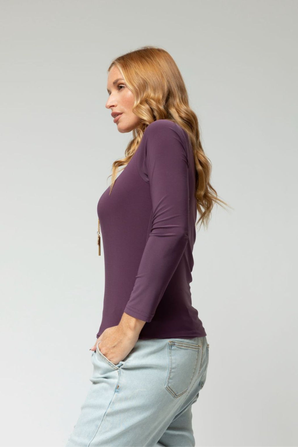 Plum Long Sleeve Contour Top- Sale