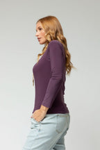 Plum Long Sleeve Contour Top- Sale