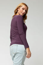 Plum Long Sleeve Contour Top- Sale