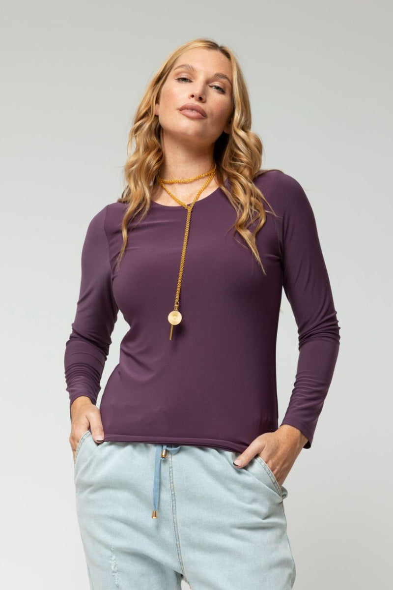 Plum Long Sleeve Contour Top- Sale