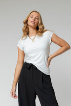 Ivory Cap Sleeve Contour Tee - Sale
