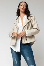 Ivory Ultra Pearl Biker Jacket - Sale