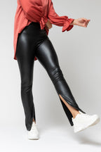 Black Coated Split Miracle Pants
