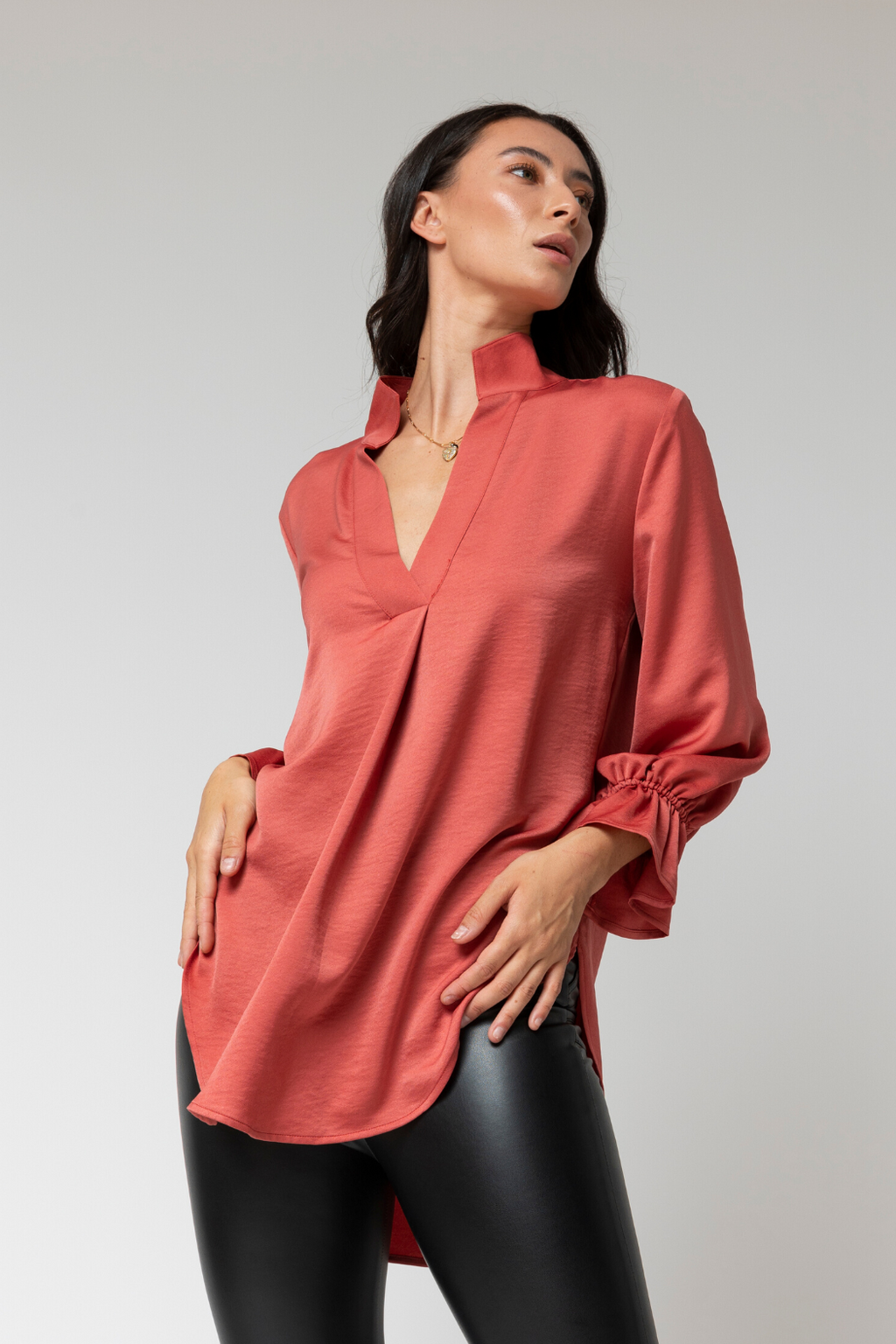 Peach Crepe Blogger Shirt - Final Sale