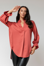 Peach Crepe Blogger Shirt - Final Sale