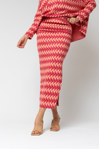 Orange Pink Jacquard Split Skirt - Sale