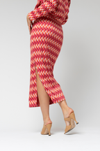 Orange Pink Jacquard Split Skirt - Sale