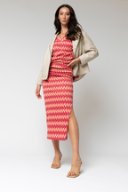 Orange Pink Jacquard Split Skirt - Sale