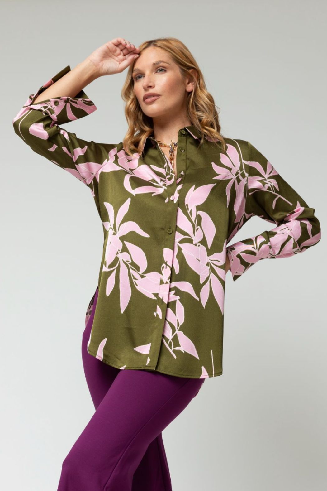 Khaki Pink Charlie Print Shirt - Sale