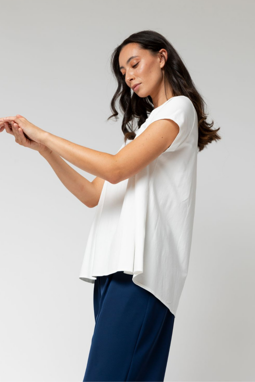 White Motto Embroidered Tee - Final Sale