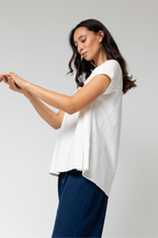 White Motto Embroidered Tee - Final Sale