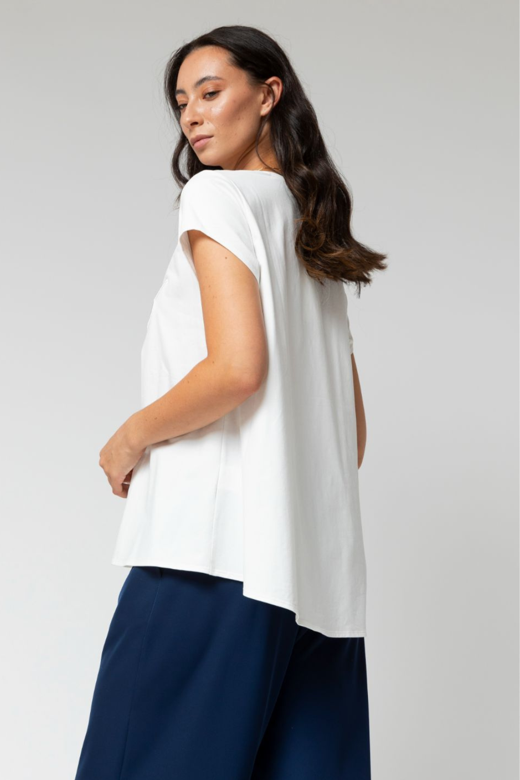 White Motto Embroidered Tee - Final Sale