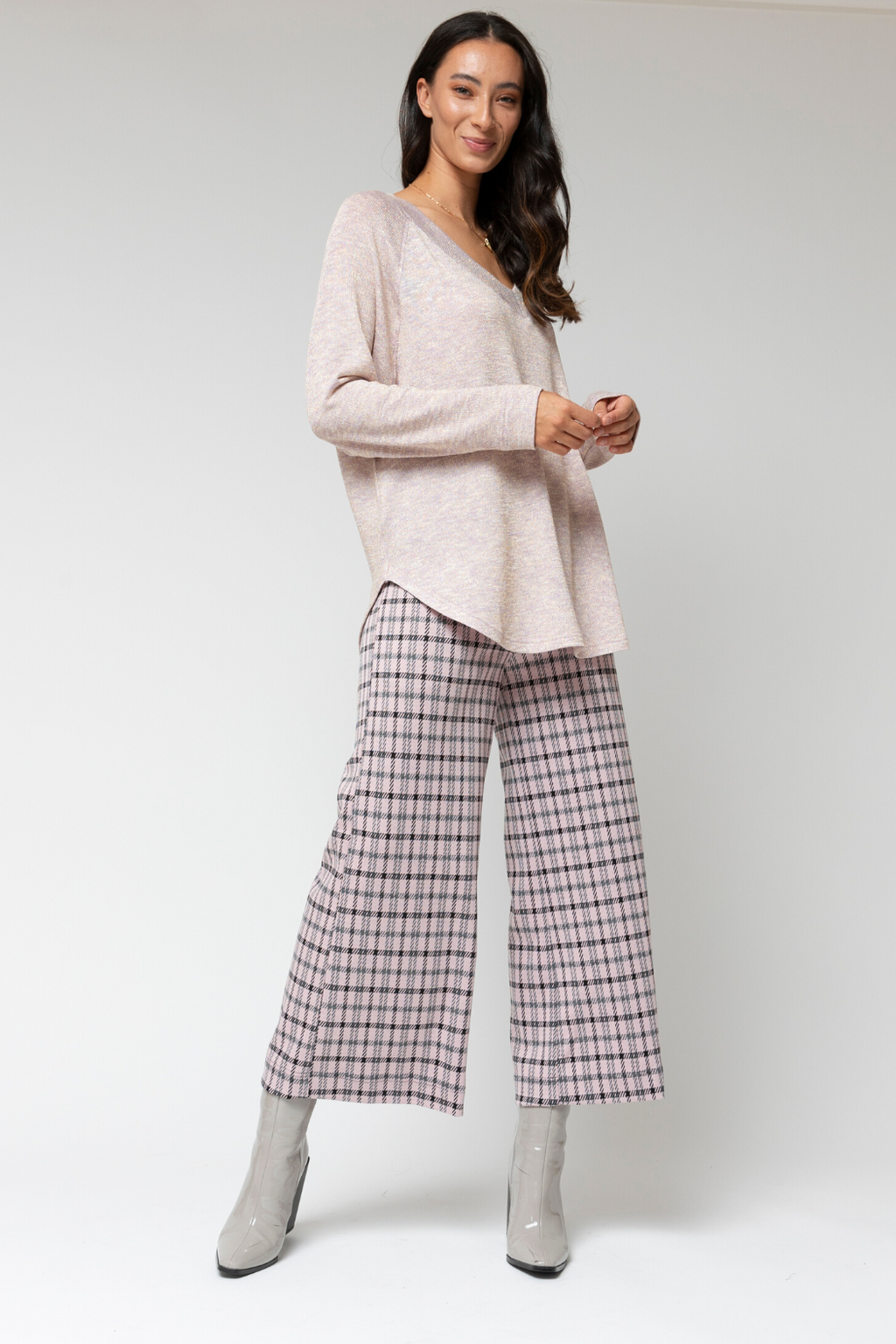 Pink Check Ponte Jet Culotte - Sale