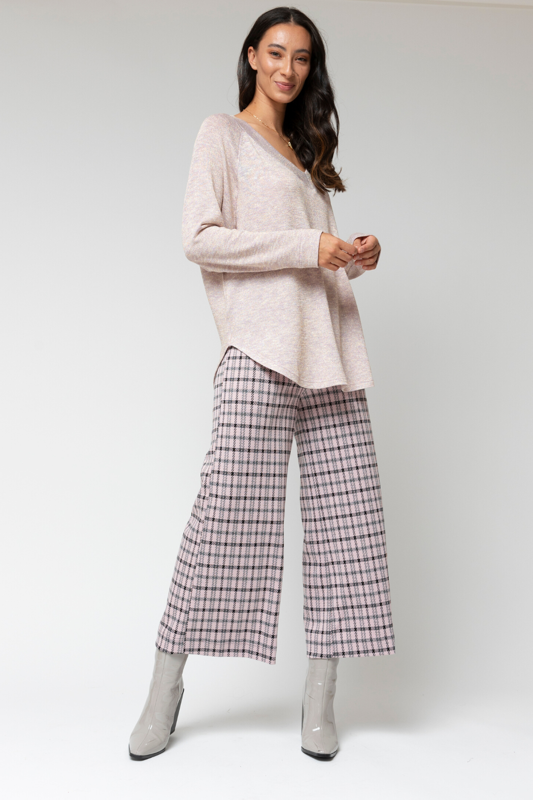 Pink Check Ponte Jet Culotte - Sale