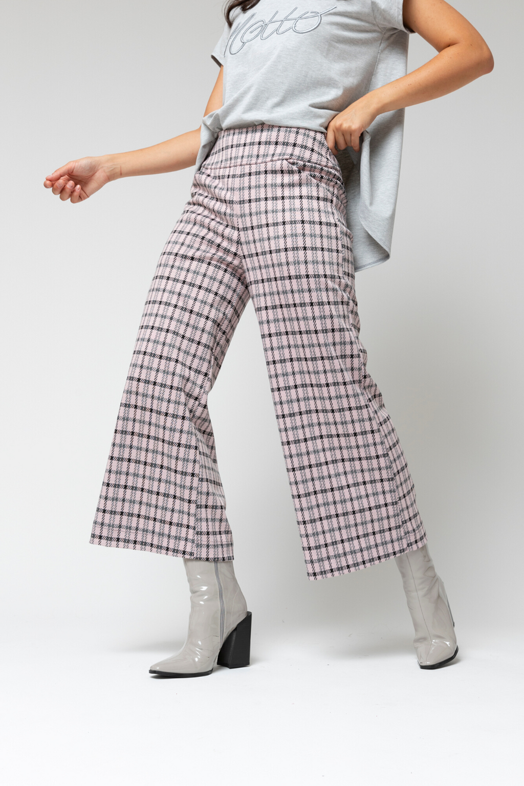 Pink Check Ponte Jet Culotte - Sale