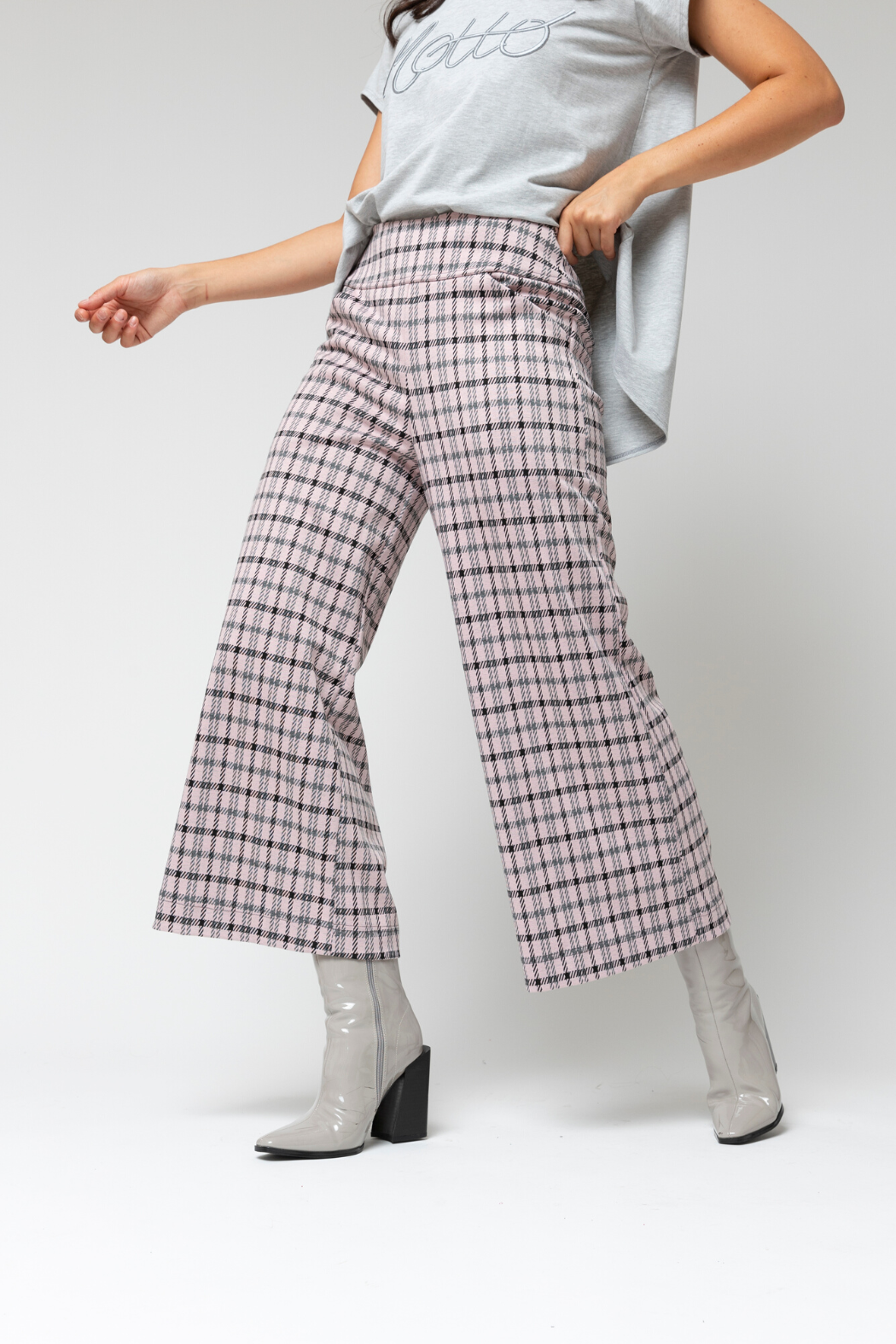 Pink Check Ponte Jet Culotte - Sale