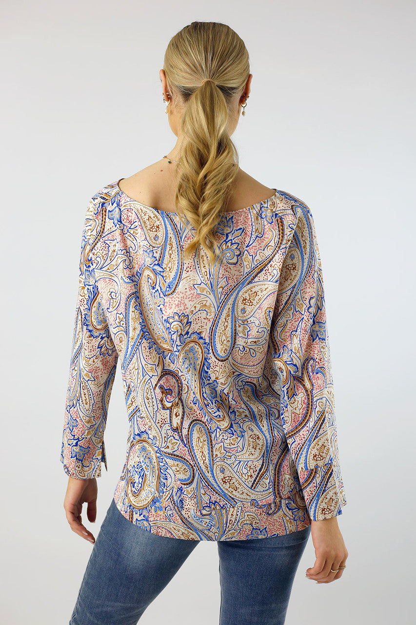 Cream Paisley Silky Raglan Top - FINAL SALE