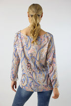 Cream Paisley Silky Raglan Top - FINAL SALE