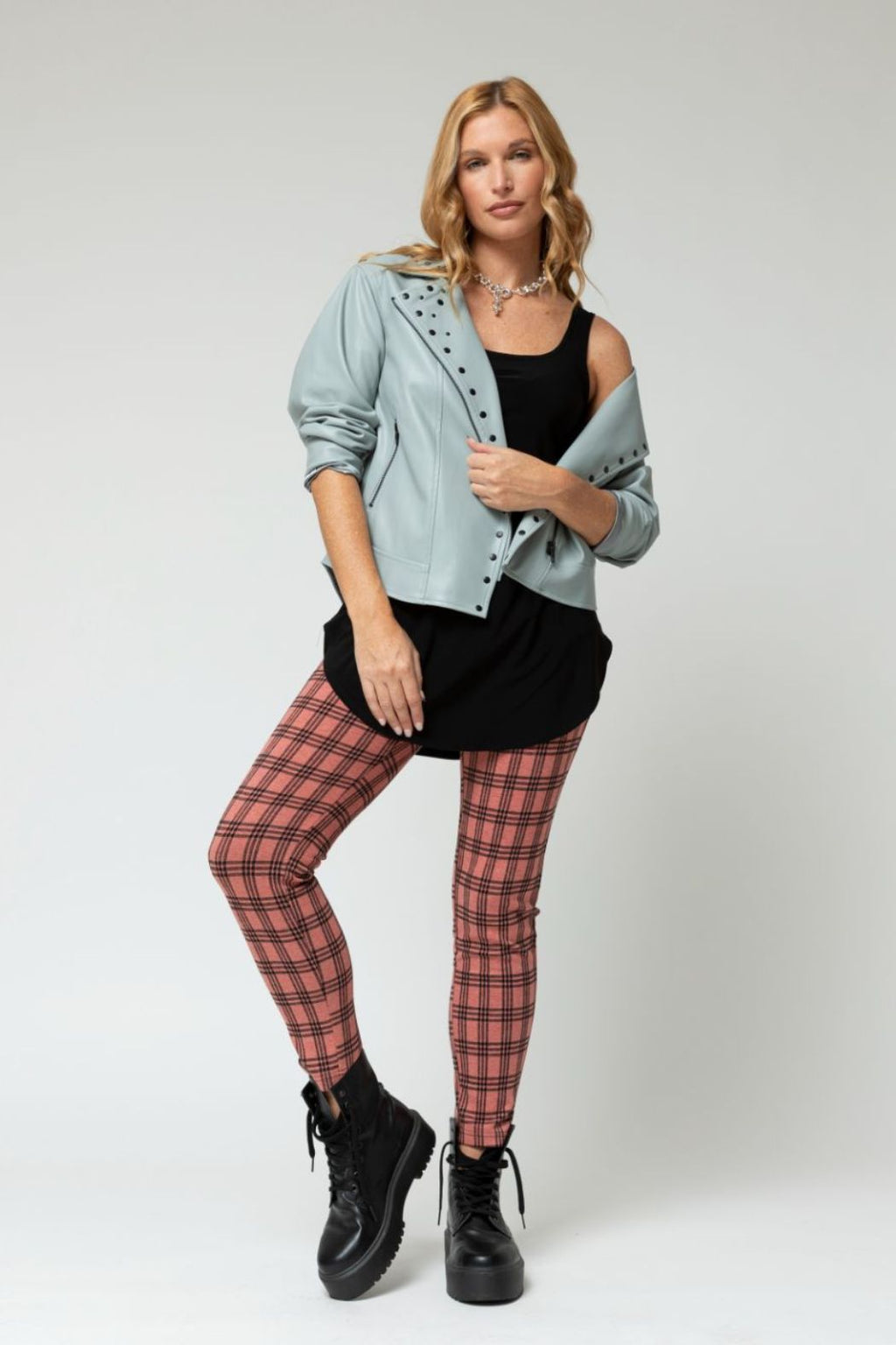 Pink Check Slim Pant - Final Sale