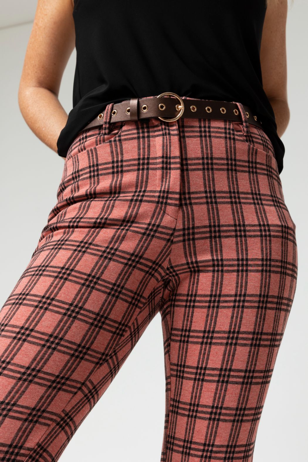 Pink Check Slim Pant - Final Sale