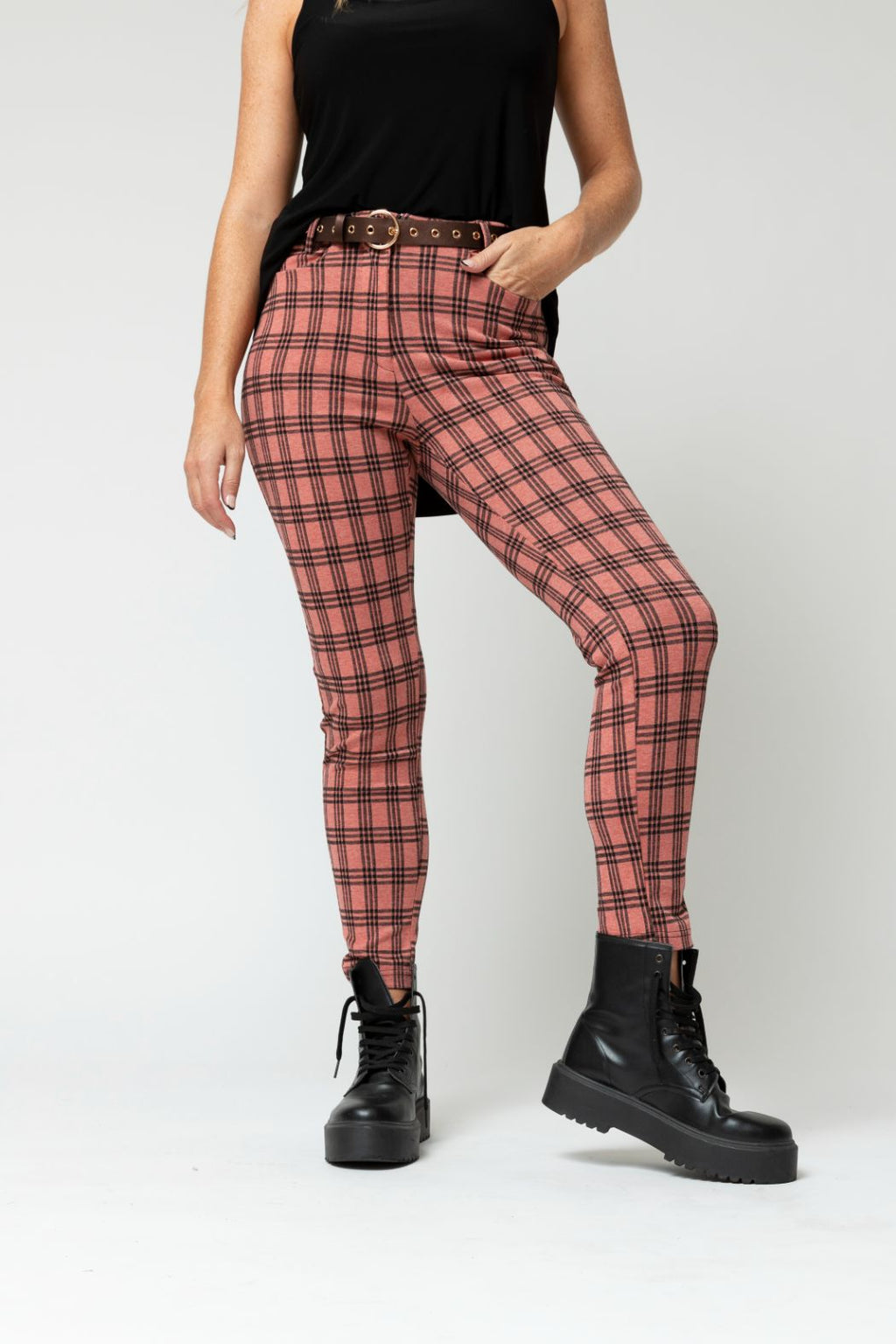 Pink Check Slim Pant - Final Sale
