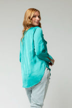 Turquoise Cascade Frill Shirt - Final Sale