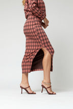 Pink Check Split Skirt - Final Sale