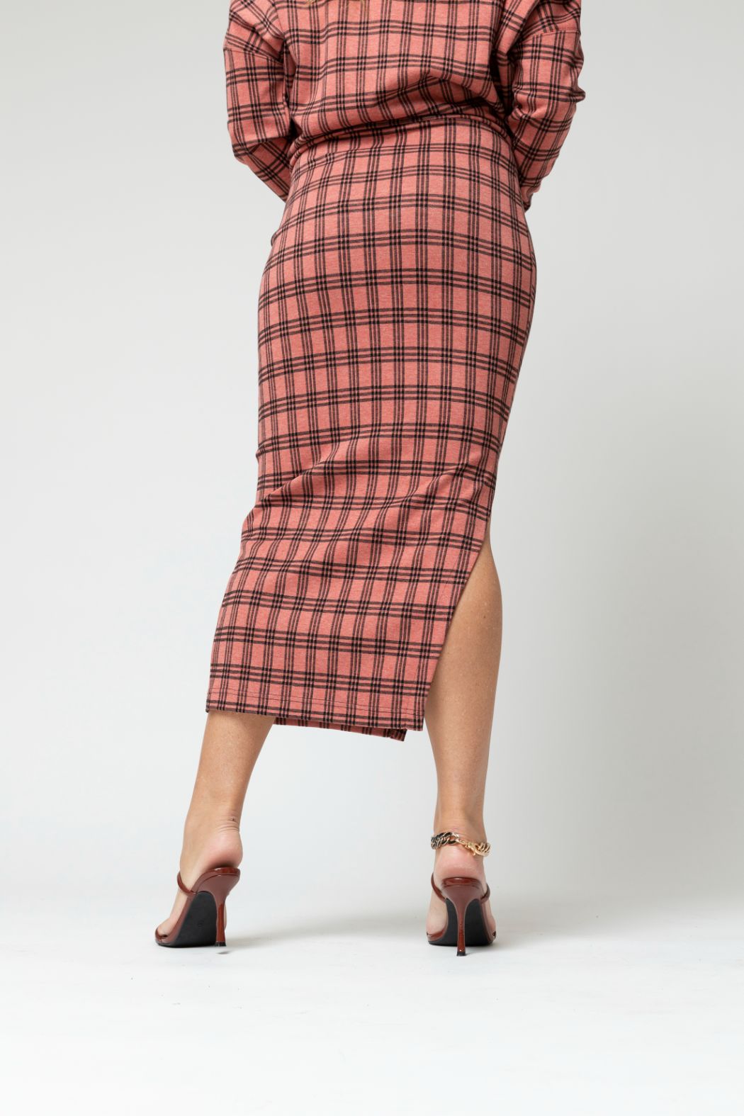 Pink Check Split Skirt - Final Sale