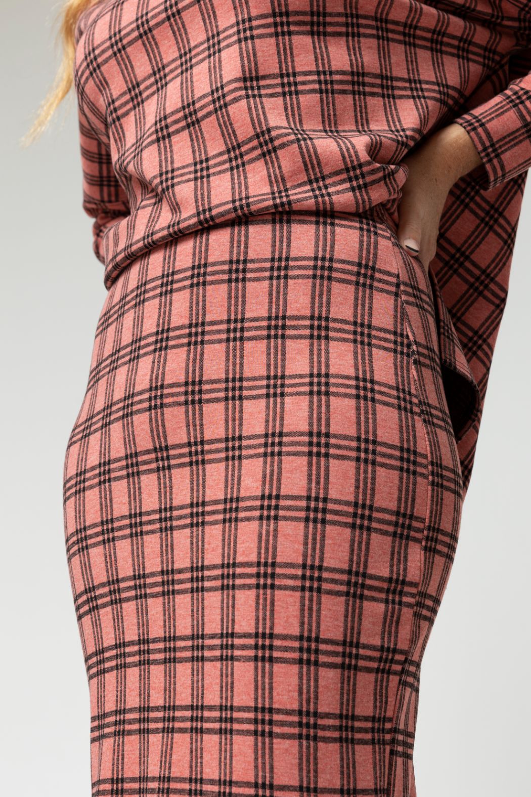 Pink Check Split Skirt - Final Sale