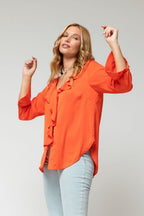 Orange Cascade Frill Shirt