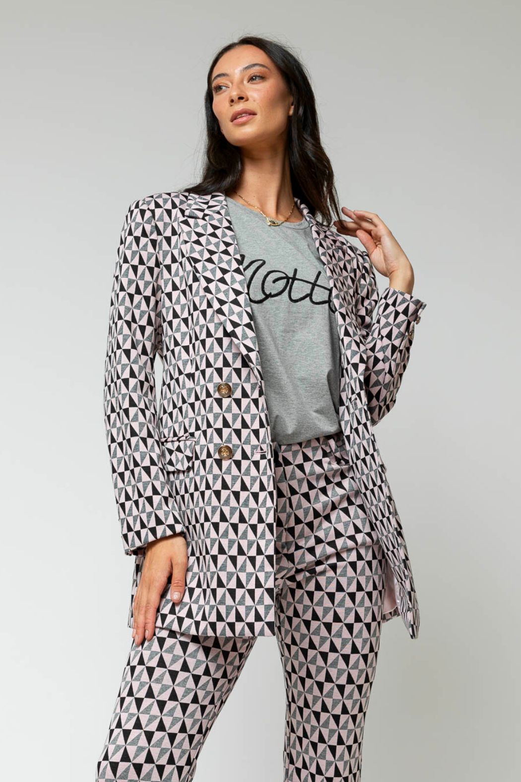 Black Pink Classic Double Breasted Blazer - Sale