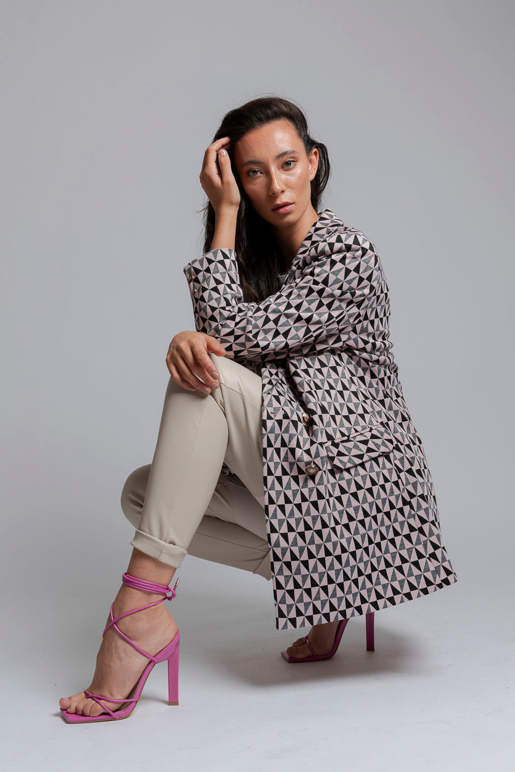 Black Pink Classic Double Breasted Blazer - Sale