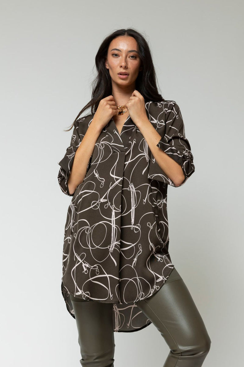 Taupe Pink Silky Blogger Pocket Tunic - Sale