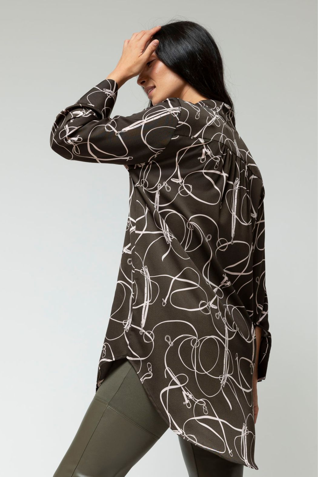 Taupe Pink Silky Blogger Pocket Tunic - Sale
