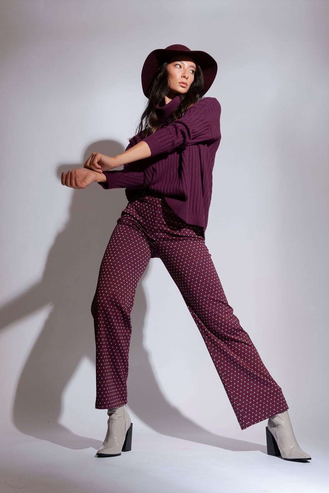 Dark Pink Star Mia Wide Pant - Final Sale