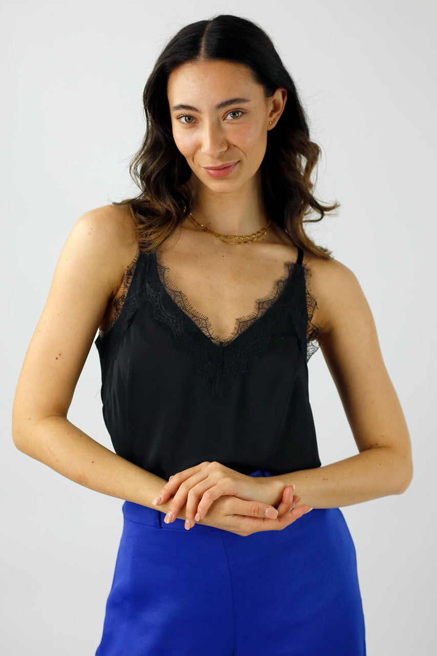 Black Soft Touch Basic Lace Cami - Final Sale