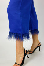 Cobalt Satin Feather Culottes - Final Sale