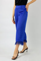 Cobalt Satin Feather Culottes - Final Sale