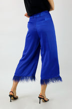 Cobalt Satin Feather Culottes - Final Sale