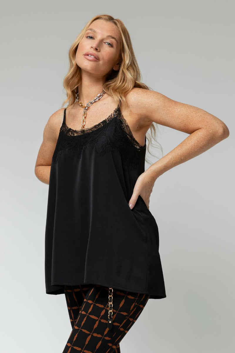 Black Soft Touch Lace Dainty Cami