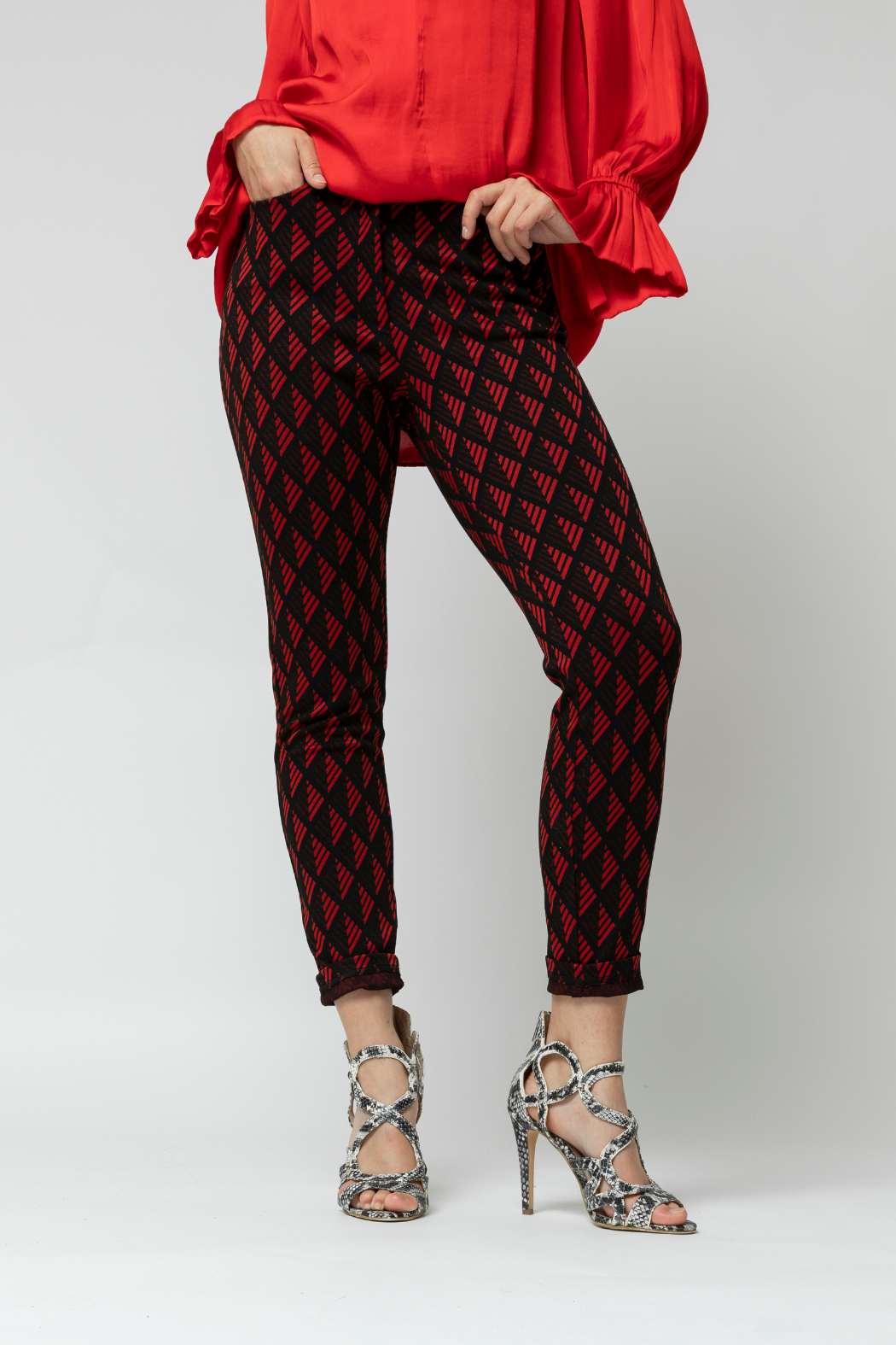 Black Red Luna Ponte Pant - Final Sale