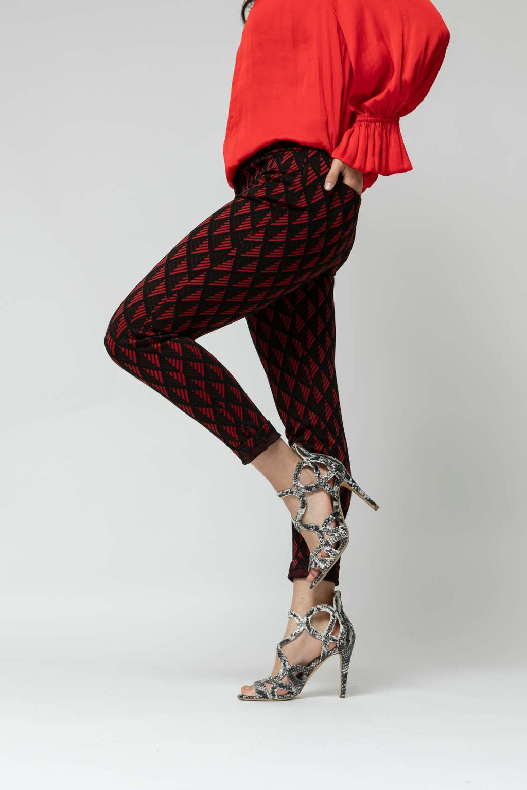 Black Red Luna Ponte Pant - Final Sale