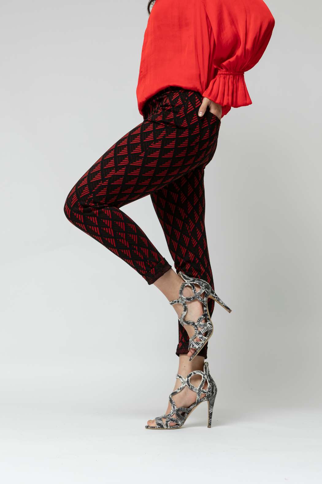 Black Red Luna Ponte Pant - Final Sale