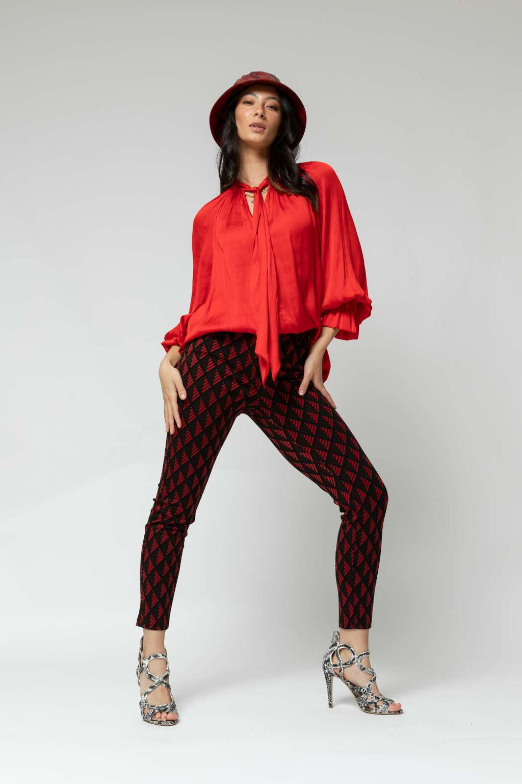 Black Red Luna Ponte Pant - Final Sale