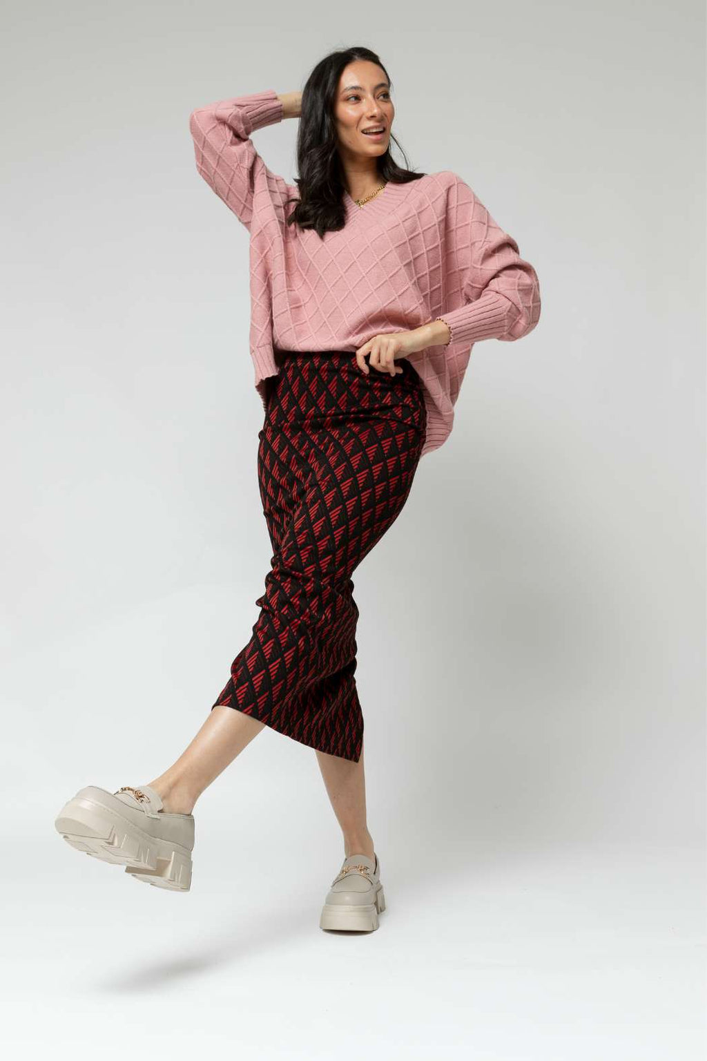 Black Red Split Skirt