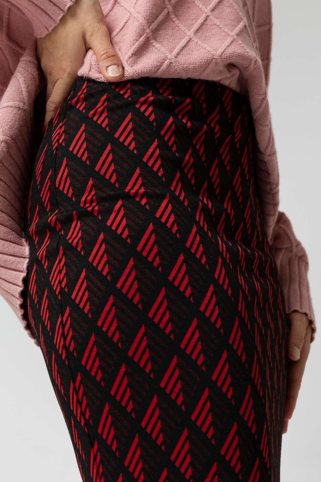 Black Red Split Skirt