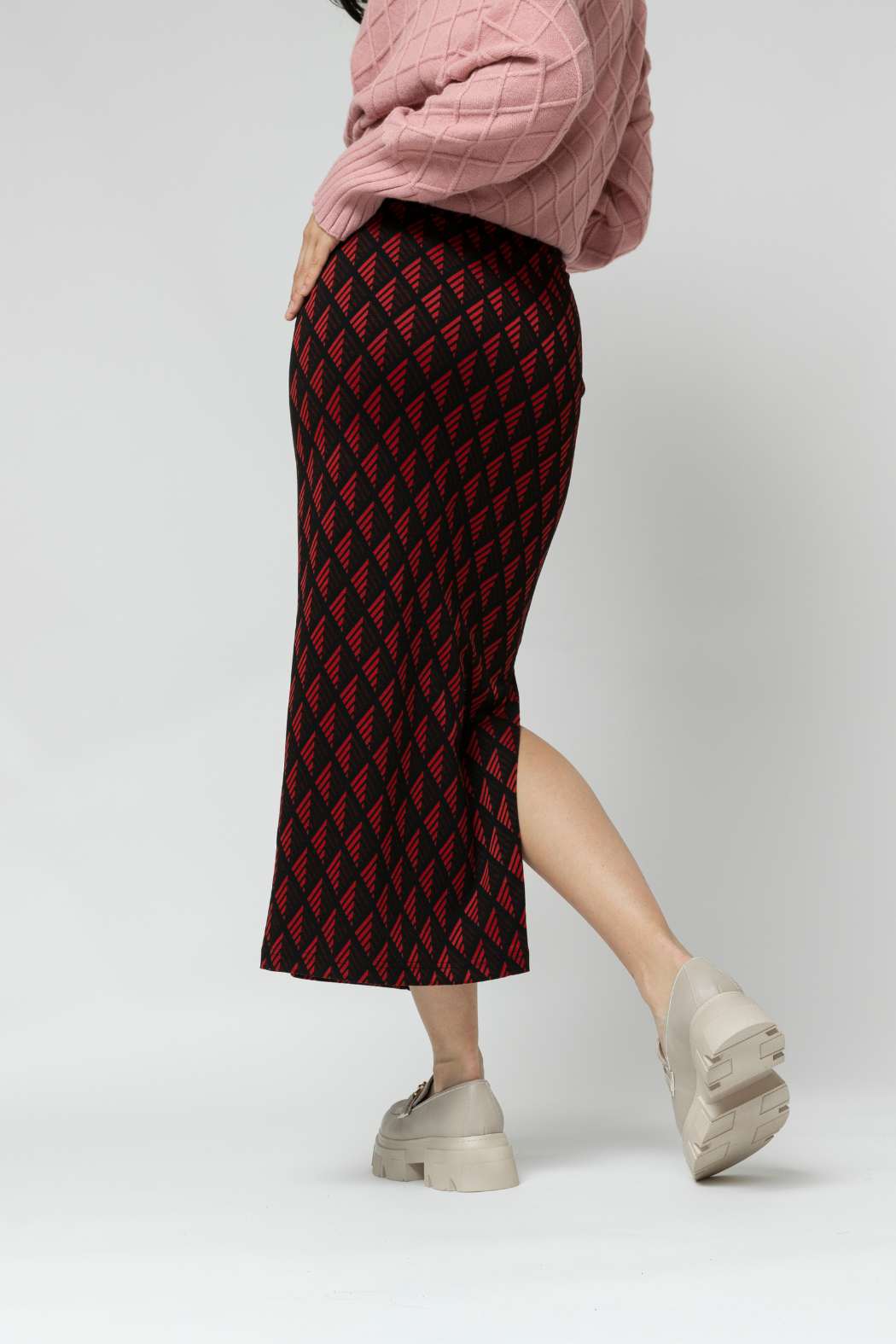 Black Red Split Skirt